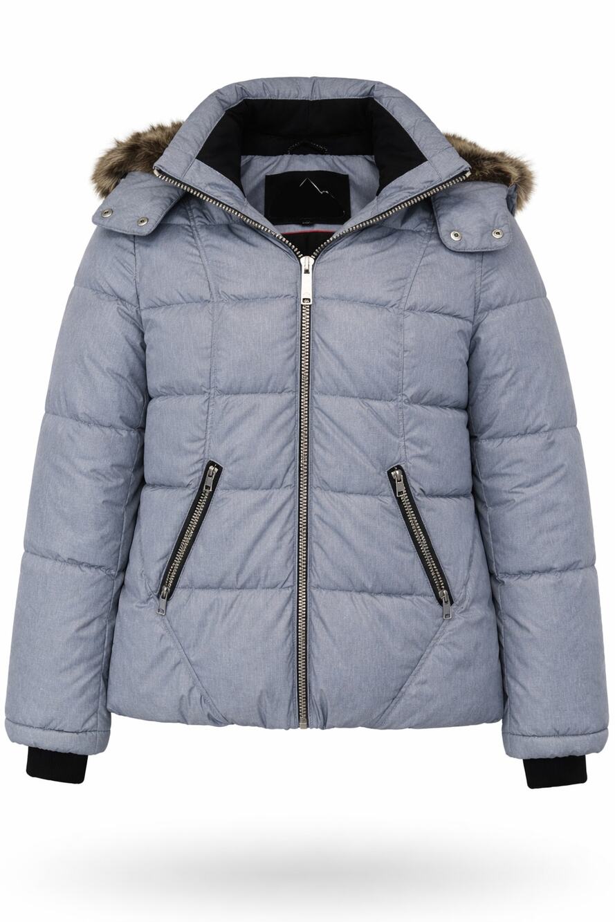 HFX Puffer Jacket Womens Size M Performance Apparel Fur Hood Quilted Midlength